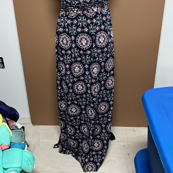 Mudd size medium maxi beach dress sun dress bohemian navy blue and pink - Picture 3 of 5